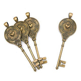 HUELE 10pcs Key Pendant Trays with Carved Flower Sided Cabochon Bezel Trays(Bronze)