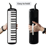 MUSICUBE Melodica for Kids 32 Keys Melodica Instrument Air Piano Keyboard with 1 Long Tube, 1 Short Mouthpiece, 1 Bag for Beginners Students, Musical Gift for Boys & Girls (BLACK)