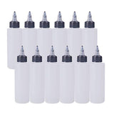 BENECREAT 12Pack 4 Ounce Plastic Squeeze Dispensing Bottles with Black Twist Cap, Open/Close Nozzle - Good for Crafts, Art, Glue, Multi Purpose