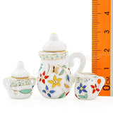 Odoria 1:12 Miniature 15Pcs Porcelain Tea Cup Set Flowers Pattern Dollhouse Kitchen Accessories