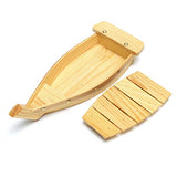 100% Natural Bamboo Wooden Sushi Tray Serving Boat Plate for Home or Restaurant - Japanese Sushi Boat (16.5" x 6.5" x 2.5")