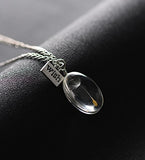 Angela_max Real Dandelion Seed Pendant Necklace Glass Oval Globe Make a Wish DIY Nature Seeds