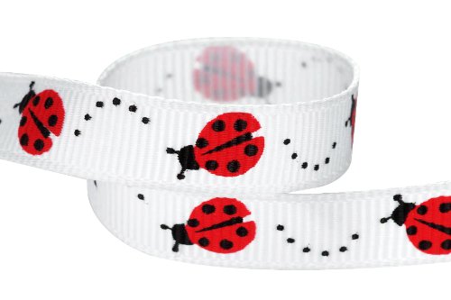 Ladybug Ribbon for Crafts - Hipgirl Wholesale Bulk 10 Yard 3/8" Grosgrain Fabric Ribbon For Gift
