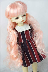 JD417 6-7'' 16-18CM Long Curly Princess Lady Doll Wigs Synthetic Mohair BJD Wigs 1/6 YOSD Doll Accessories (Blend Pink)