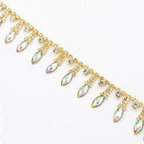 De.De. 1 Yard AB Resin Crystal Applique Rhinestone Bridal Trim Fashion Chain Fringe Embellishment