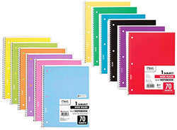 Mead Wide Ruled Spiral Notebooks, Bulk Pack of 12 Different Colors, 1-Subject Spiral Notebooks Wide Ruled, 70 Pages, Cute Single Subject Notebook Wide Ruled for Adult & Kids, School & Office Use.