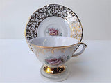 Tea set Made in Italy stamped by hand with 24k gold flower