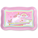 24 Piece Unicorn Pretend Tin Teapot Set with a Carrying Case & Desserts for Tea Party and Kids Kitchen Pretend Play