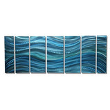 Statements2000 Modern Aqua Blue Water-Inspired Metal Wall Art - Abstract Multi-Panel Contemporary Home & Office Decor- Calm Before The Storm by Jon Allen