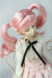 Doll Wigs JD506 7-8inch 18-20CM Pink Twins Wave ponytails Doll Wigs 1/4 Synthetic Mohair BJD Wigs