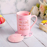Birthday Gifts for Women- Not A Day Over Fabulous Mug- Thank You Gifts For Women- Funny Pink Gift Set Ideas for Her,Friends, Wife, Mom, Daughter, Sister, Ceramic Marble Coffee Tea Mug 14 Oz