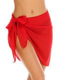 Ekouaer Women Swimsuit Cover Up Skirt Chiffon Sarongs for The Beach Bathing Suit Wrap Skirt Red Small