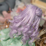 XSHION 5-6 Inch BJD SD Doll Wig, 1/8 BJD Doll Wig Heat Resistant Fiber Violet Curly Doll Hair Curly Wavy Wig SD BJD Doll Wig