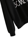 SweatyRocks Sweatshirt Women's Long Sleeve Pullover Sweatshirt Hoodie Black Letter Large