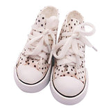 kowaku 2 Pairs 7.5cm Fashion Dotted High Top Lace up Canvas Shoes Casual Sneakers for 1/3 Scale Ball Jointed Dolls - Dark Blue + White