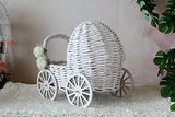 Miniature carriage handmade wicker dollhouse pram trolley with mattress (5 in (13 cm) height, length /3.5 in (9 cm) width)