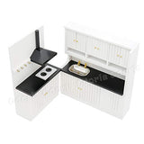 Odoria 1:12 Miniature Wooden Kitchen Cupboard Dollhouse Furniture Accessories