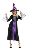 Gothic Witch Costume for Women Sorceress Dress Spider Wicked Witch Hat Dress Up Costumes Purple M