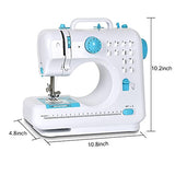Portable Sewing Machine Mini Sewing Machine 12 Stitches Double Speeds for Beginner Electric Household Crafting Mending Machines with Foot Pedal for Easy Sewing, Children, Blue