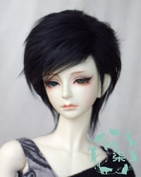 8-9inch(22-23cm): 1/3 BJD SD, Fur Wig Dollfie, Black Medium Hairstyle