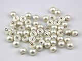 Pack of 50pcs 10mm White Pearl Bead Cap Half Ball Dome Metal Circle Hook Buttons for Crafting