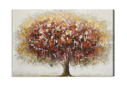 3D Hand-Painted Original Contemporary Oil Painting On Canvas, Large Knife Painted Tree Wall Art for Home Décor, Framed and Ready to Hang 36x24 Inches