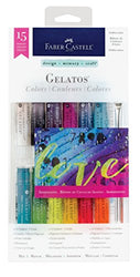Faber Castell Gelatos Colors Set, Iridescents - Water Soluble Pigment Crayons - 15 Iridescent