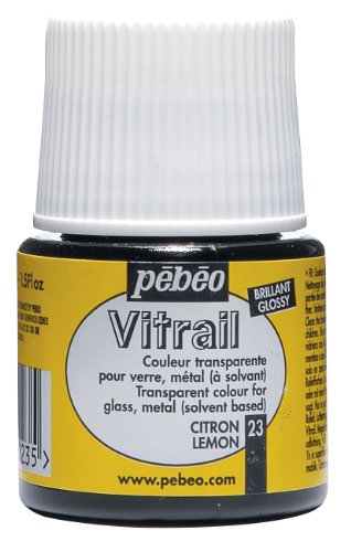Pebeo Vitrail Stained Glass Effect Glass Paint 45-Milliliter Bottle, Lemon