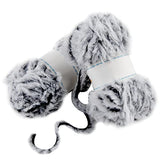 WXJ13 2 Roll Faux Fur Yarn, Chunky Yarn Gray Soft Fluffy Fur Yarn Fuzzy Fur Yarn Eyelash Yarn for Crochet Knit Clothes Knitting, Weaving DIY Craft (50g×2)