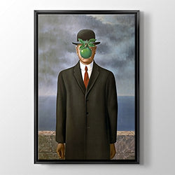 PlusCanvas - The Son of Man - Rene Magritte - 30 x 45cm (12" x 18") Black Framed Print