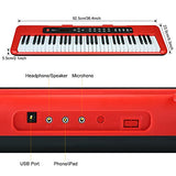 Hricane 61 Key Piano Keyboard for Beginners with Lighted Keys, Full-Size Keys Electronic Keyboard Piano for Adults Music Keyboard Piano Power by USB or Battery with Microphone and Key Note