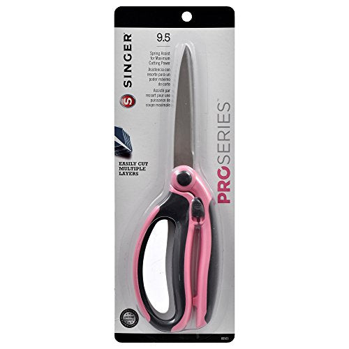 SINGER 00565 9.5" ProSeries Spring Assist Scissor with Black & Pink Comfort Grip