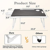 Tiovo Laptop Bed Desk, Portable Bed Table 4 USB Ports Laptop Stand Bed Lap Desk Tray Table with Foldable Legs Storage Drawer for Home Bed Couch Floor, Gray