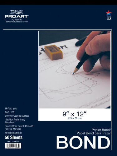 Pro Art 9-Inch by 12-Inch Bond Paper Pad