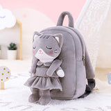 Lazada Kids Backpack Toddler Backpacks Stuffed Animal Cat Toys Small Backpack Gray 9.5"