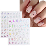 JMEOWIO 12 Sheets Aurora Nail Art Stickers Decals Self-Adhesive Pegatinas Uñas Holographic Butterfly Glitter Nail Supplies Nail Art Design Decoration Accessories