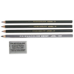 Prismacolor Scholar Graphite Pencil Set, 4B, 2B, HB, 2H Pencils, Kneaded Eraser