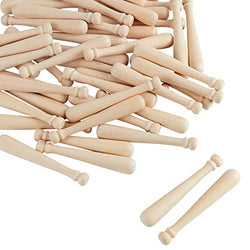 OLYCRAFT 60pcs Unfinished Mini Wooden Baseball Bats 3 Inch Half Drilled Natural Wood Baseball Bat Unpainted Baseball Bat Beads for Keychain Accessories, Action Figures, DIY Craft Projects