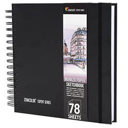 Mixed Media Sketchbook 8.3 x 8.3 - Art Book with 78 High Quality Removable Sheets - Drawing Supplies Perfects for Markers- Hard Cover Sketching Book with Sketchbook Markers