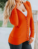 Traleubie Women's Long Sleeve V-Neck Maternity Button Down Shirts Cardigan Sweater Copper M