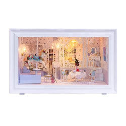 DIY Miniature Dollhouse Kit - Tiny House Building Kit - Doll House Miniatures with Furniture - with Dust Cover Remote Control - Miniature Kits to Build for Adults