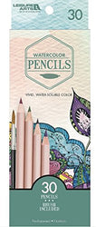 30-Pack Pre-Sharpened Watercolor Colored Pencils - Vibrant Water Soluble Color, Brush Included -