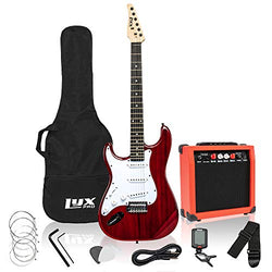LyxPro Left Hand 39 Inch Electric Guitar and Starter Kit Bundle for Lefty Full Size Beginner's Guitar, Amp, Six Strings, Two Picks, Shoulder Strap, Digital Clip On Tuner, Guitar Cable and Soft Case Gi