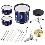 AW 12" 3 Piece Drum Set Kit with Bass Drum Cymbal 4Pcs Drumstick Pedal Throne Stool Age 8-12 Kids Beginner Drum Set