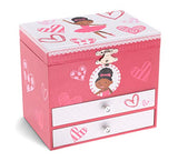 JewelKeeper Girl's Musical Ballerina Jewelry Storage Box with 2 Pullout Drawers, Pretty Hearts