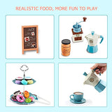 CYZAM Tea Party Set Pretend Play Food Playset Accessories, Coffee Pot Dessert Play Kitchen Set Toy for 3 4 5 6 Years Old Kids, Birthday Gift for Boys Girls