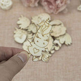 Creaides 60pcs Mini Unicorn Wood Cutouts DIY Craft Wooden Unicorn Shaped Discs Slices Unfinished Wood Ornaments Gift Home Decoration