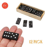 Kicko Mini Wooden Dominoes Set - 12 Pack - Miniature Classic Board Games - Small Blocks, Educational Toys, Game Tiles, Leisure Time, for Teens and Adults