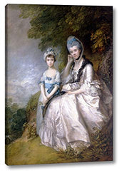 Hester, Countess of Sussex, and Her Daughter, Lady Barbara Yelverton by Thomas Gainsborough - 15" x 22" Gallery Wrap Giclee Canvas Print - Ready to Hang