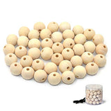 R.FLOWER Natural Wood Beads Round Ball Wooden Loose Beads Unfinished Wood Spacer Beads for DIY